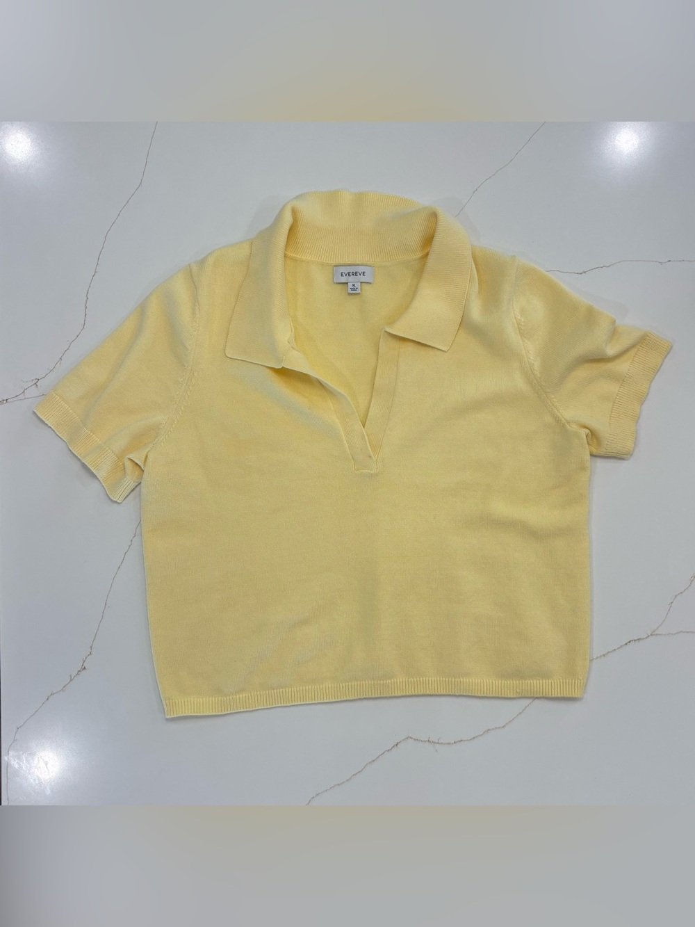 Evereve Yellow Short-Sleeve Knit Polo Top